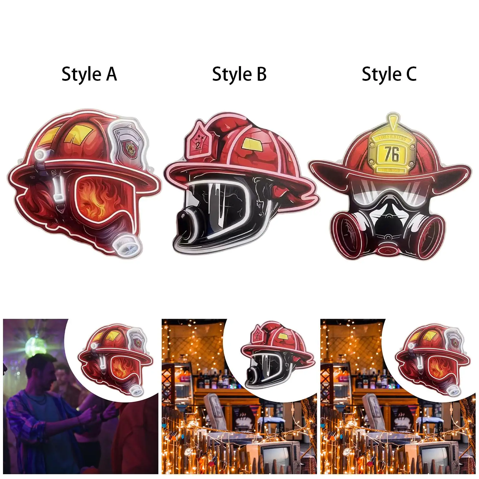 

Firefighter Helmet Sign Creative USB Powered for Office Bedroom Station
