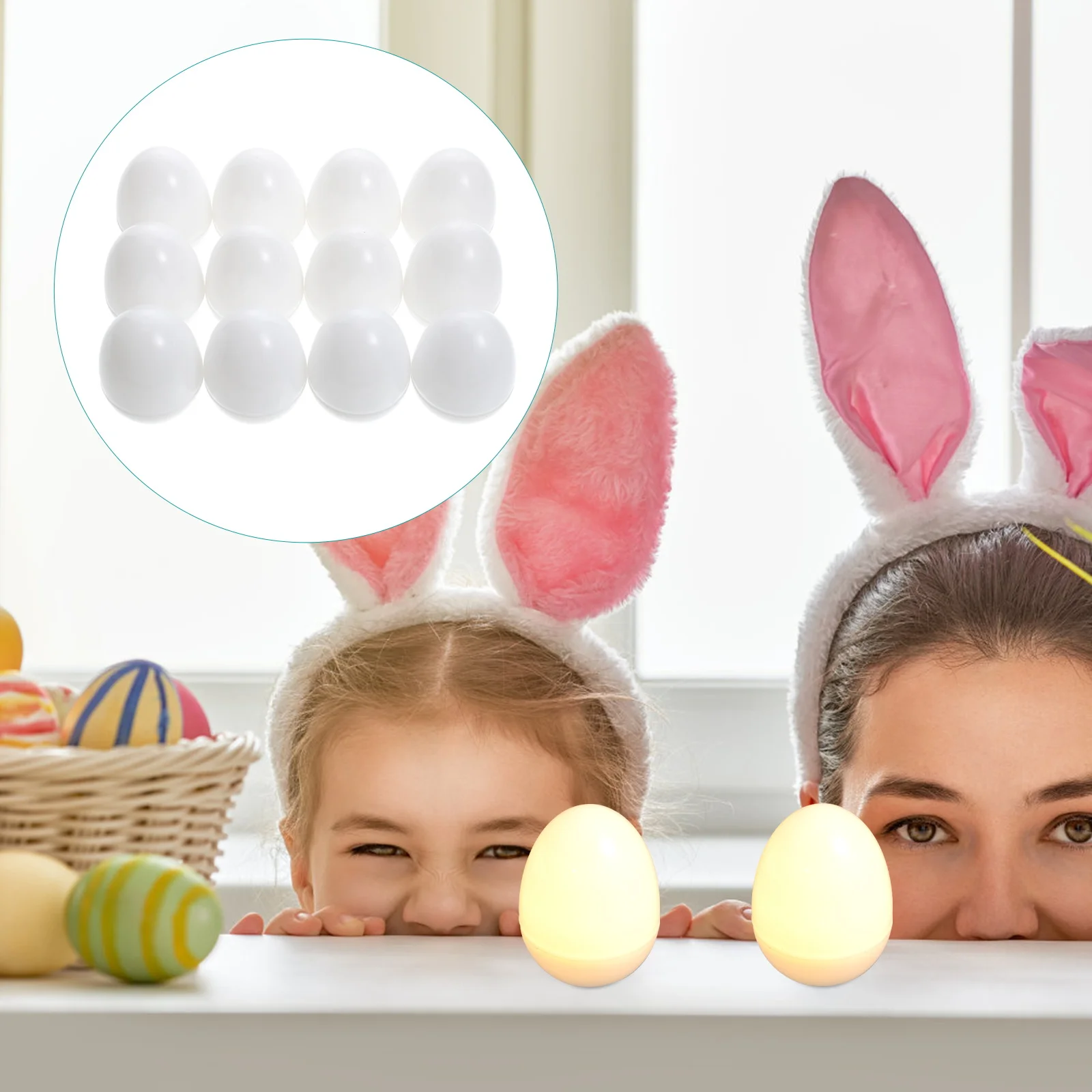 

12pcs Egg Shaped Night Light LED Mini Plastic Lamps Glow Decorative Party Supplies Festival Easter Tree Bedroom Table