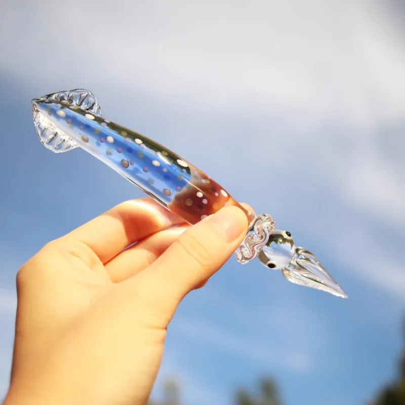 Dip Pen Character Squid Creative Glass Pen Writing Squid Household Glass Decoration Handmade Intangible Heritage Birthday Gift