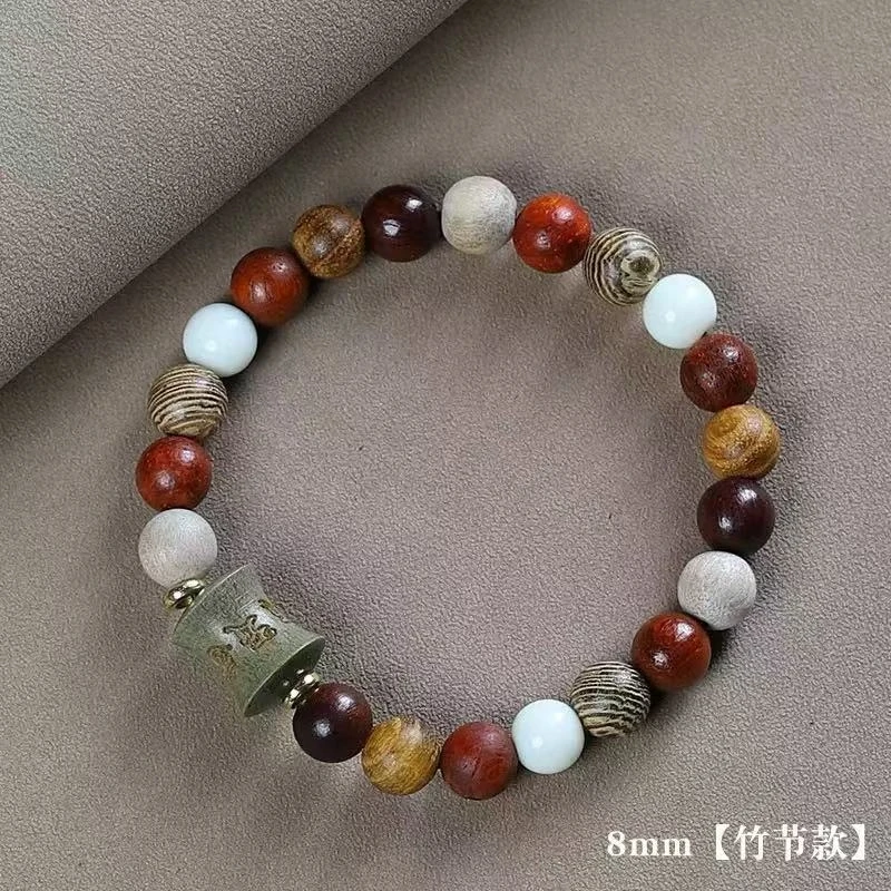 Small-leaf rosewood and green multi-bead bracelet DIY hand-woven Buddhist beads sandalwood jewelry vintage style sing