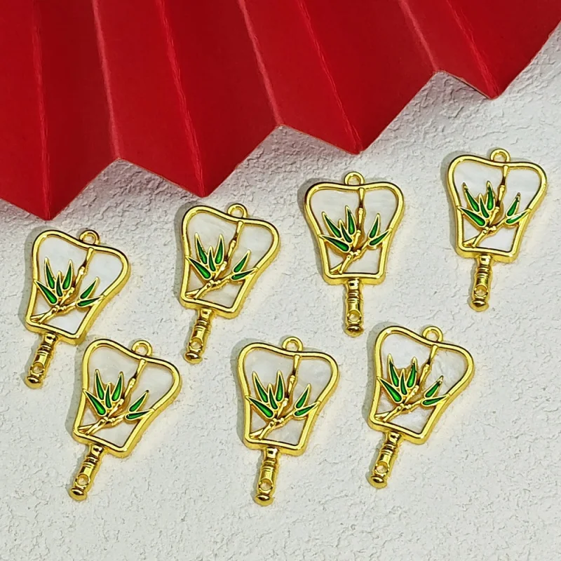 20pc set Chinese Fan Alloy Pendant Bamboo Circular Fan PendantdiyAntique Bracelet Necklace