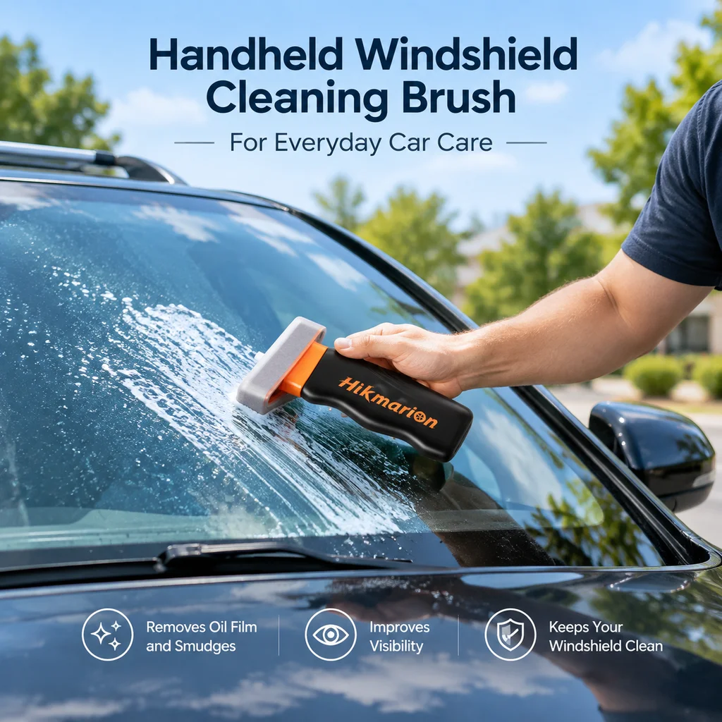 Hikmarion Handheld Car Glass Oil Film Remover With Sponge Brush Erase Oil Film Smudge Improve Vision Cleaning Brush Car Care Mai