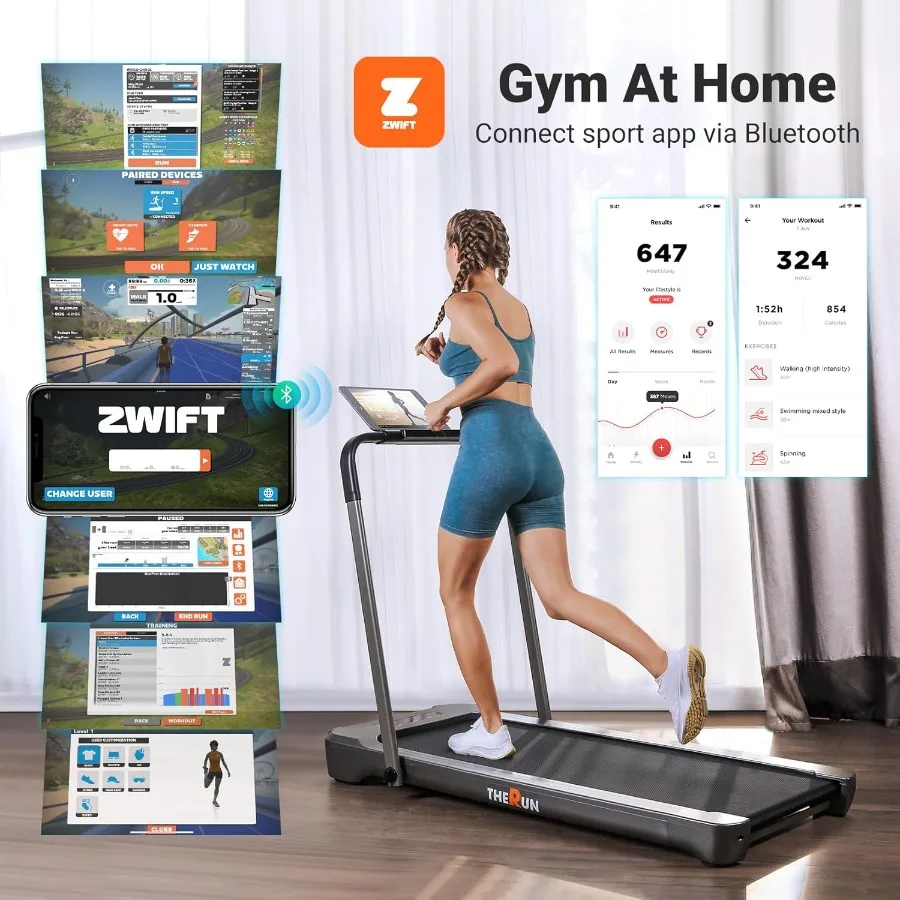 Cinta de correr con almohadilla para caminar, cintas de correr debajo del escritorio de 3,0 HP, cinta de correr portátil 2 en 1 para el hogar, almohadilla para caminar con barra de mango, 18" de ancho
