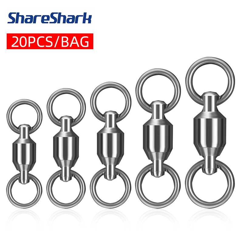 

ShareShark 20 шт. подшипник из нержавеющей стали, рыболовные вертлюжки, бочкообразные вращающиеся вертлюжки, разъем, аксессуары для рыбалки, инструменты, снасти
