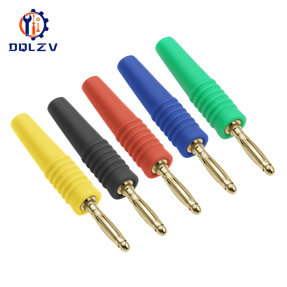 5PCS 2MM Banana Gold Plate Plugs Connectors mini Banana Plug For Banana Socket