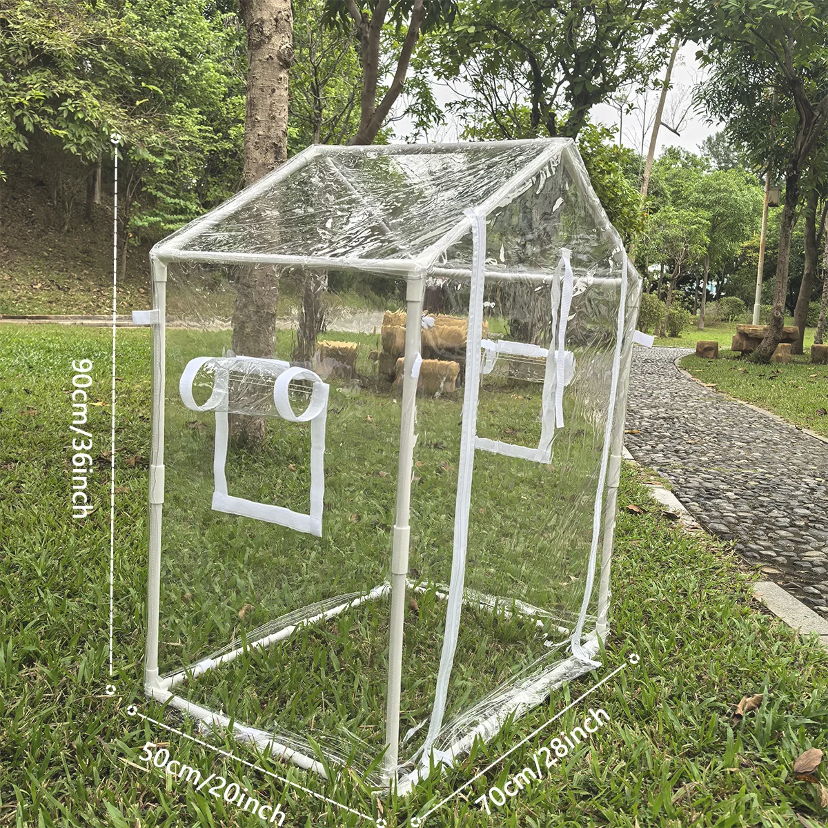 New PVC tent, with ventilation and zipper doors, plant nursery with hanging lights, cold-proof and wind-resistant greenh