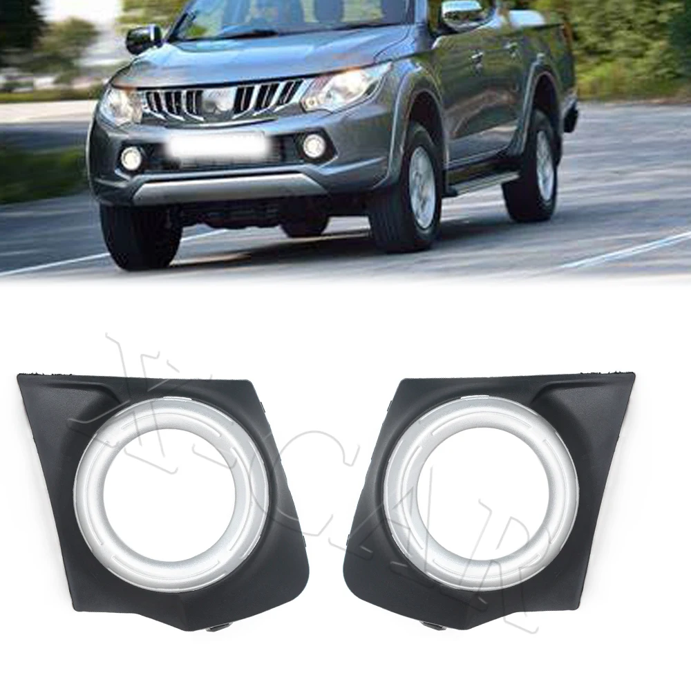 For Mitsubishi L200 Triton MQ MR 2015 2016 2017 2018 Car Front Bumper Fog Light Cover Bezel Fog Lamp Frame Grille Left Right