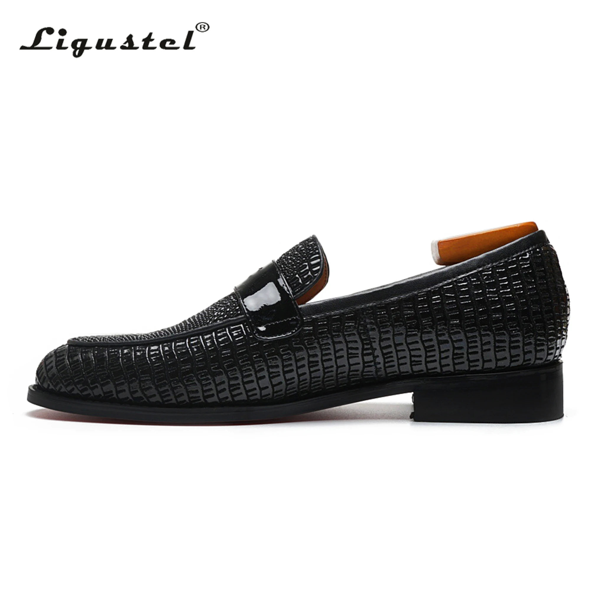 Ligustel Shoes for Men Designer Black Formal Dress Shoes Male Original Loafers Luxury Wedding Party Red Bottom Shoes Plus Size 1