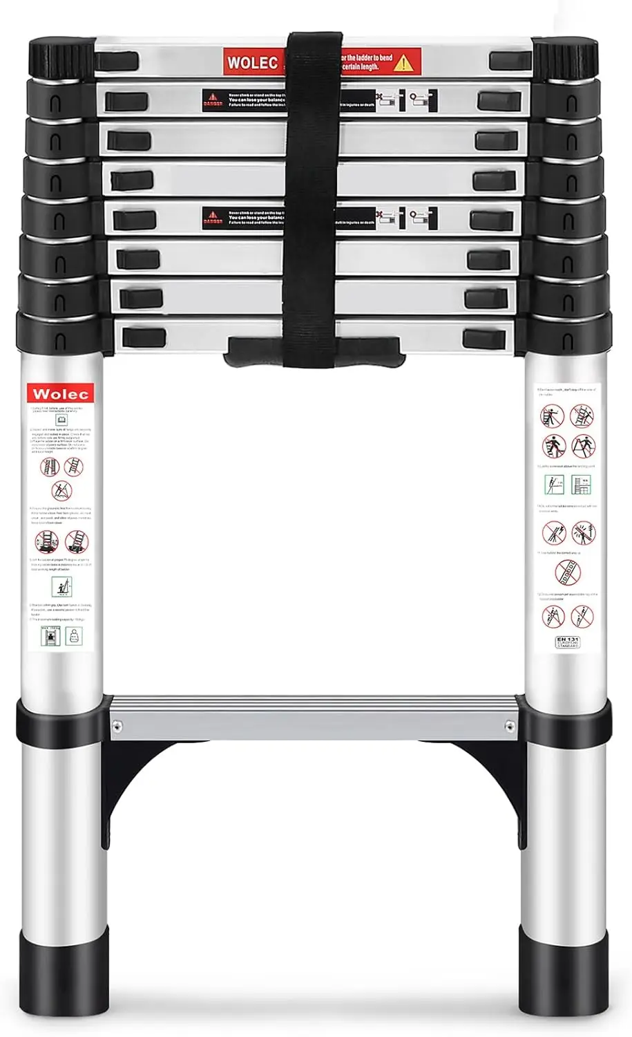 

8.5 FT Telescoping Ladder, Heavy Duty 330 lbs Capacity, Multi-Purpose Extension Ladder with Stabilizers for Home & Outdoor Work