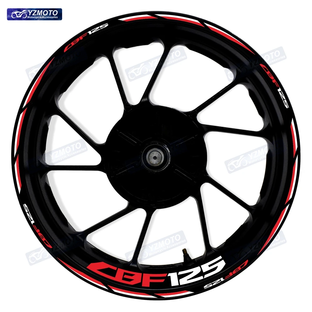 For HONDA CBF125 CBF 125 Motorcycle RACING Front And Rear Wheel Hub 17 Inch Waterproof Sticker Reflective Rim Stickers Decal