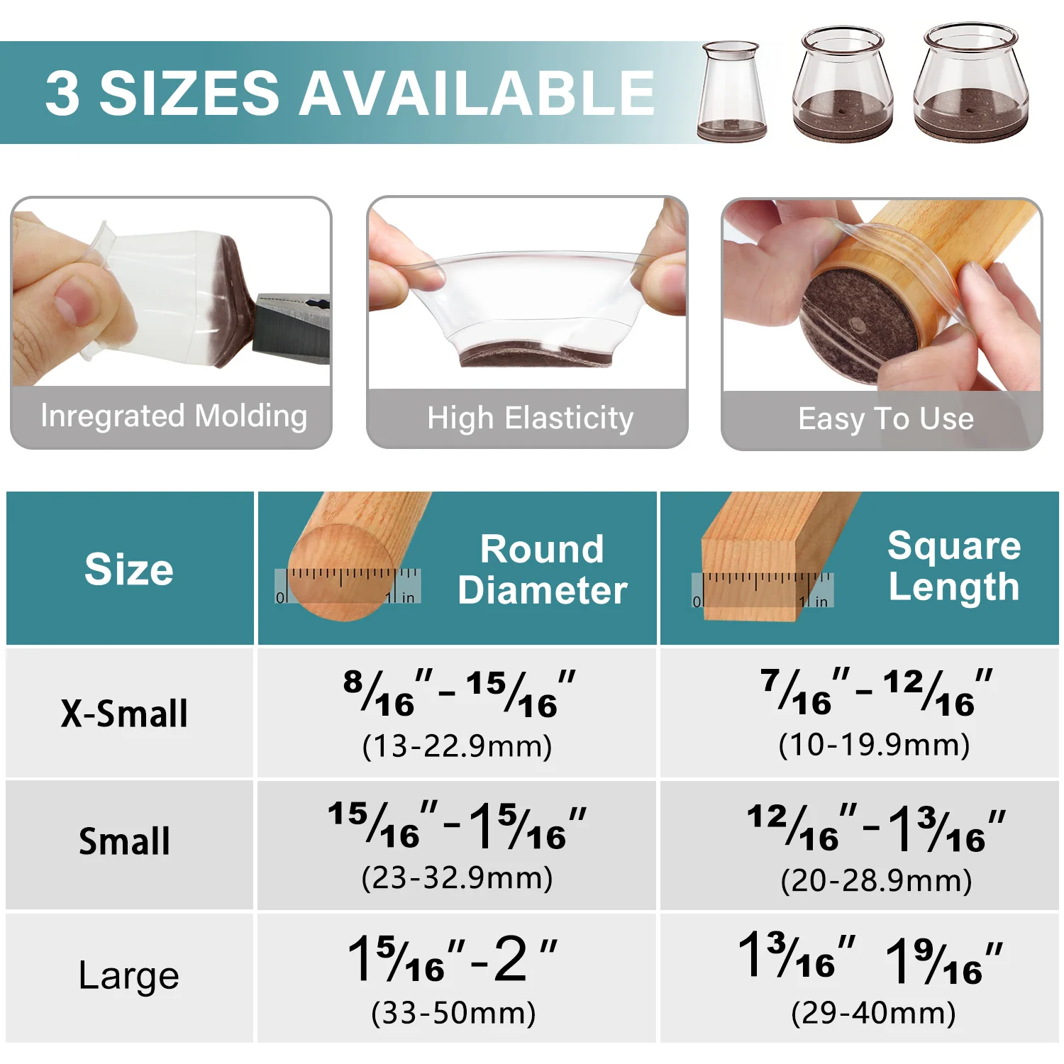 24/36Pcs Chair Leg Floor Protectors for Hardwood Floors, 360° Pad Bottom Wrapped Thickening Silicone Furniture Legs Caps Covers