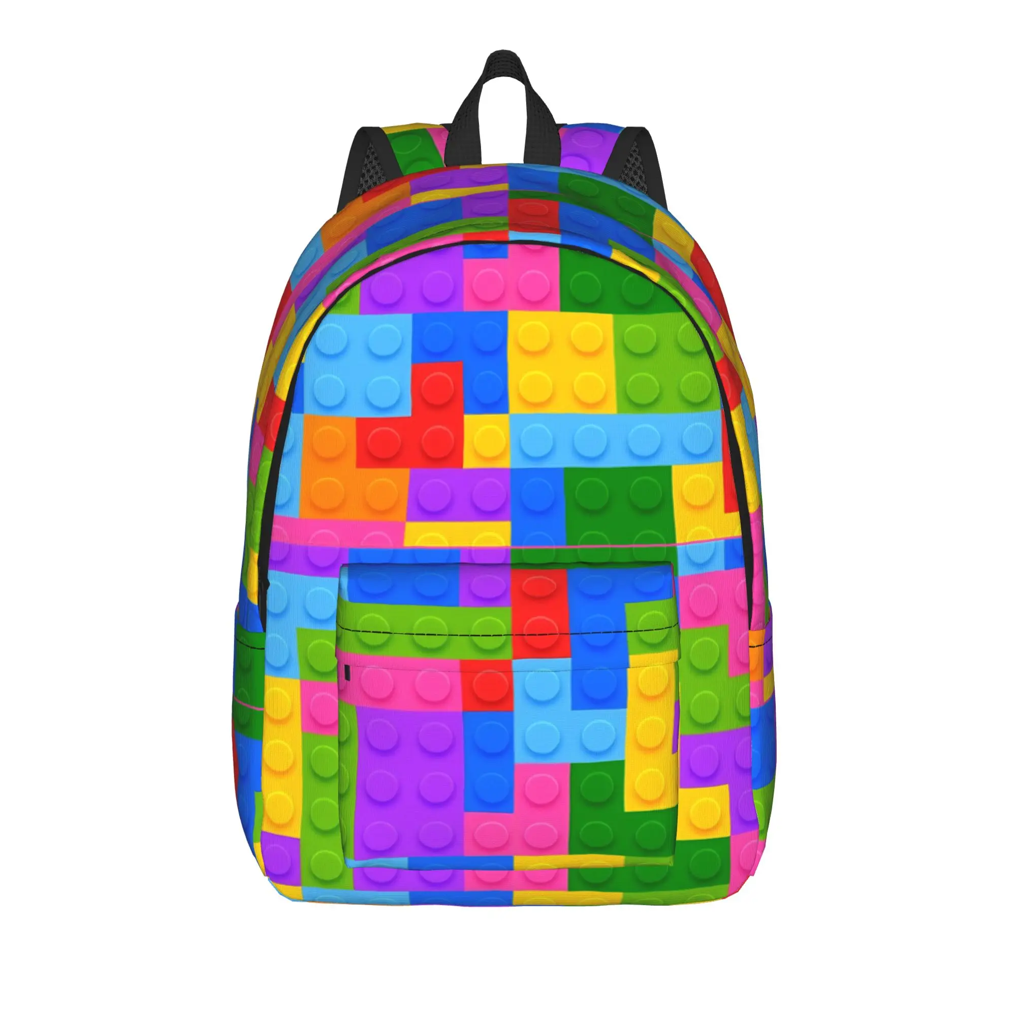 Building Blocks Backpack  Boy Polyester College Backpacks Pattern Aesthetic School Bags Rucksack