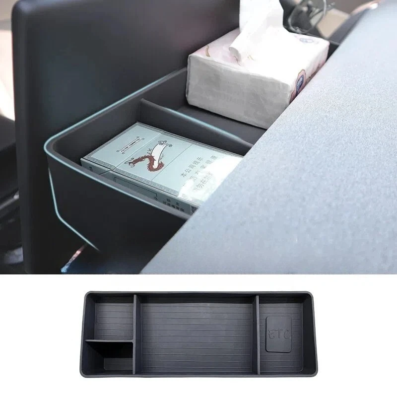 For Tesla Model 3/Y 2021-2024 Dashboard Screen Rear Storage Box Tray Tissue Box Invisible Support Organizer Interior Accessories
