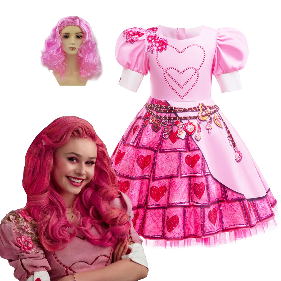 Pink Queen Bridget Costume Descendants 4 Role Queen Of Hearts Cosplay Dress Girl Halloween Birthday Party Fancy Dress