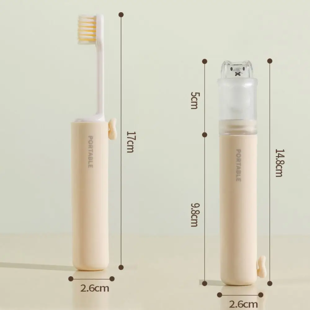 Cute 2-IN-1 Travel Toothbrush Portable Mini Toothpaste Dispenser Foldable Toothbrush Set for Outdoor Camping Travel