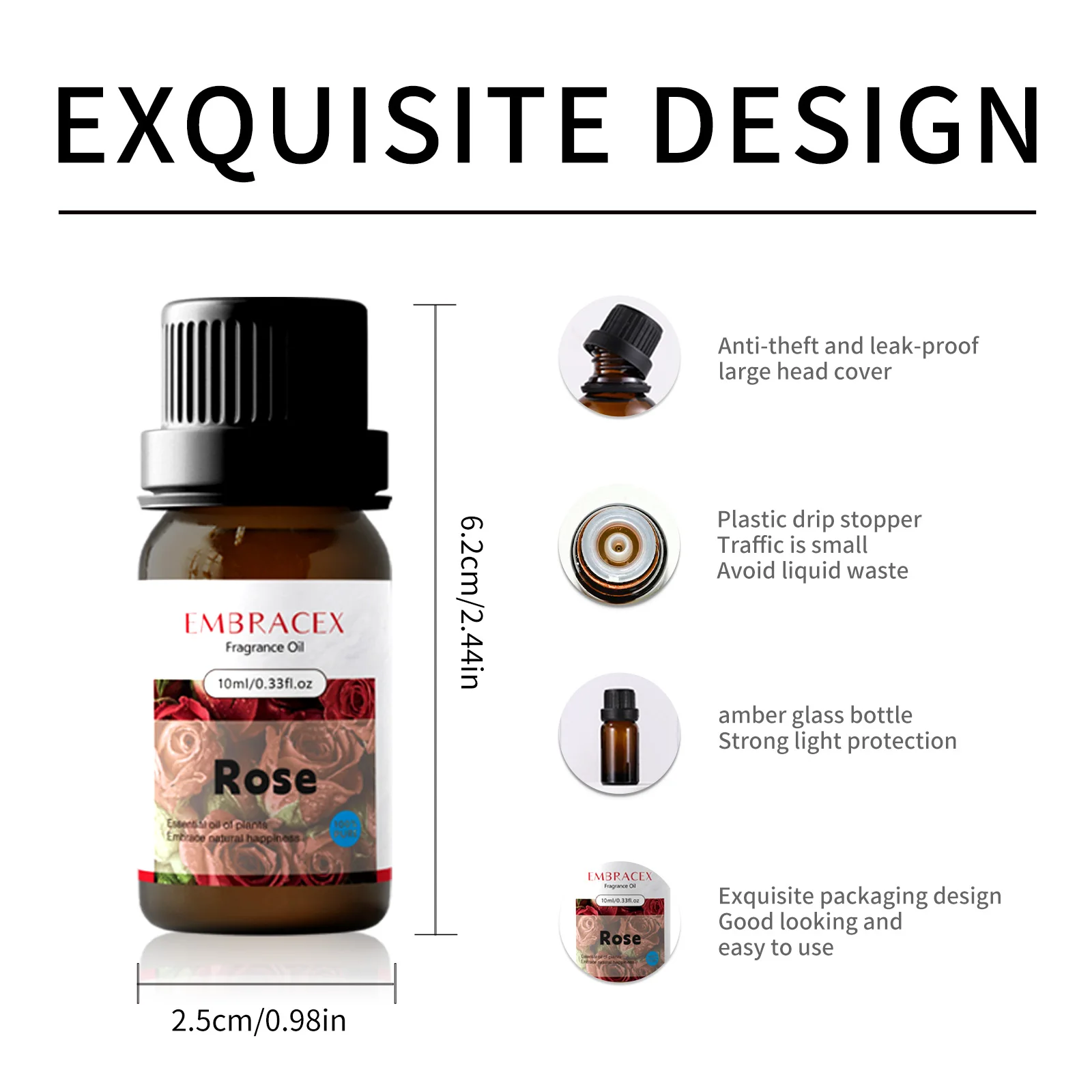 10ml Rose Fragrance Oils,Lush Romantic Floral Scent,For Diffuser Humidifier,Long Lasting Home Car Air Freshener Gift