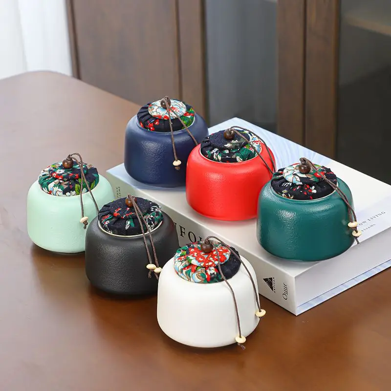 

Creative Ceramic Retro Tea Canister Airtight Container Moisture-proof Storage Jar Japanese Coffee Sugar Nuts Food Storage Jars