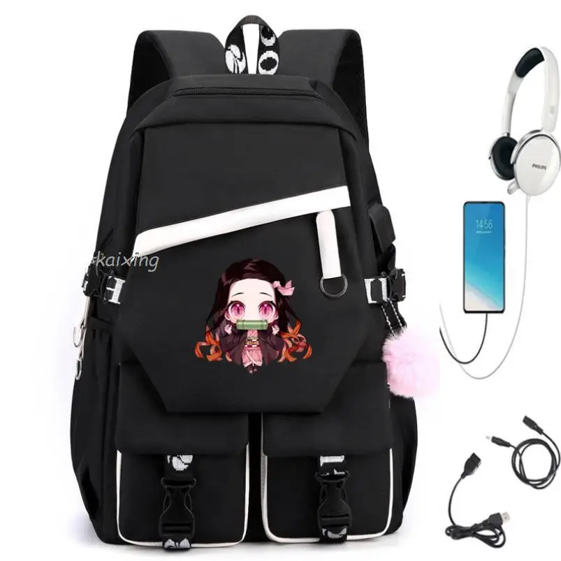 Hot Kamado Nezuko Demon Slayer Students Backpack Teenagers Girls Boys Waterproof shoulder travel bag oxford School Bags Bookbag