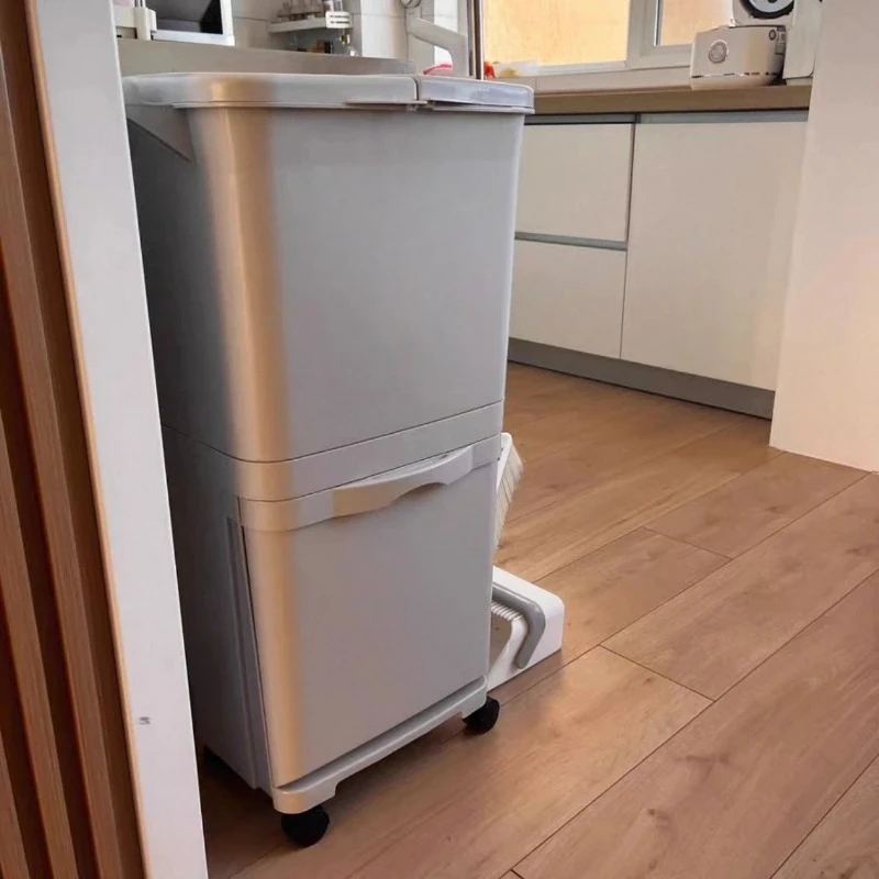 

Japanese Japanese kitchen trash can household high removable food waste dry and wet separation double layer no bending