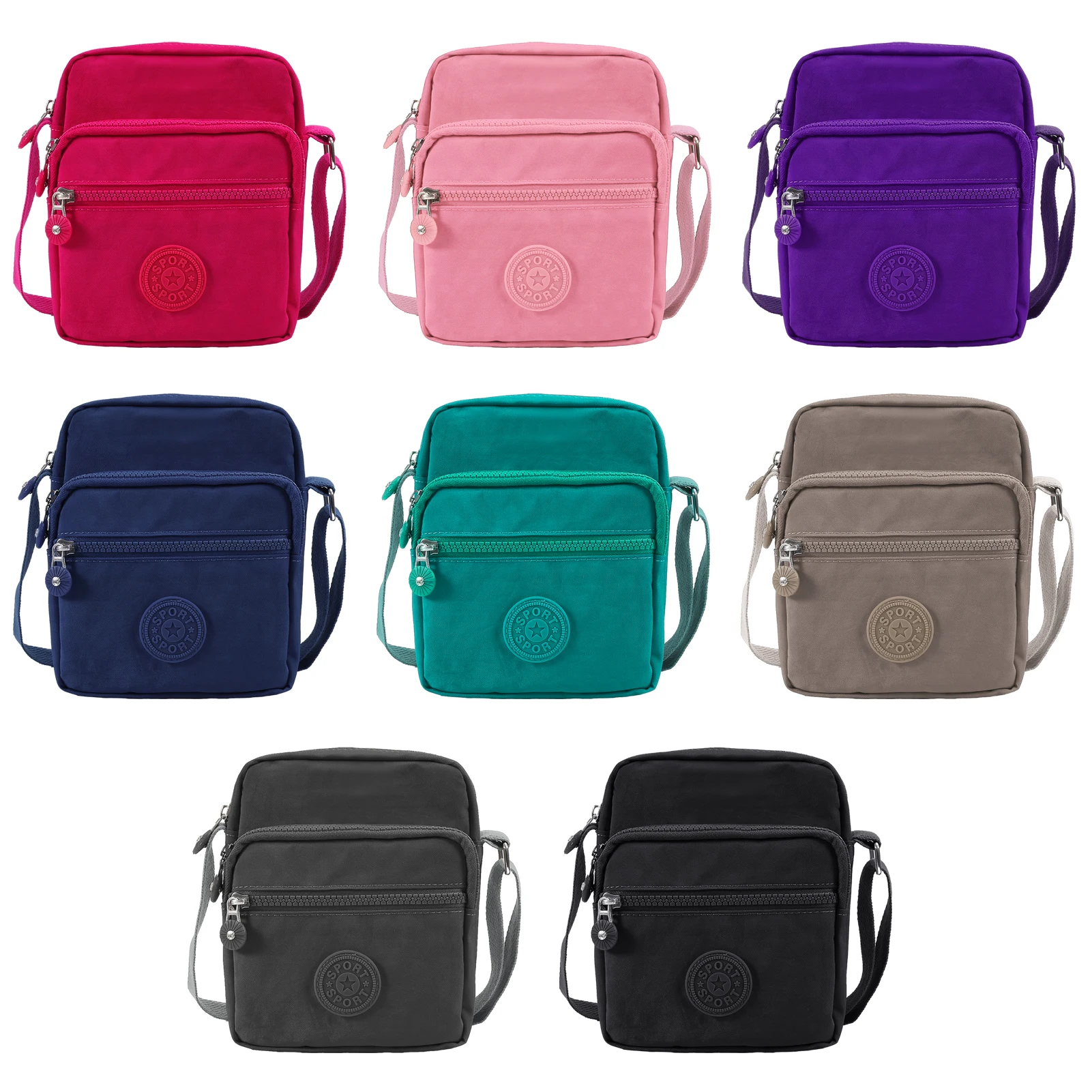 

Chic Waterproof Nylon Crossbody Bag Adjustable Shoulder Strap Zip Closure Student Fashionable Shoulder Bags for Child