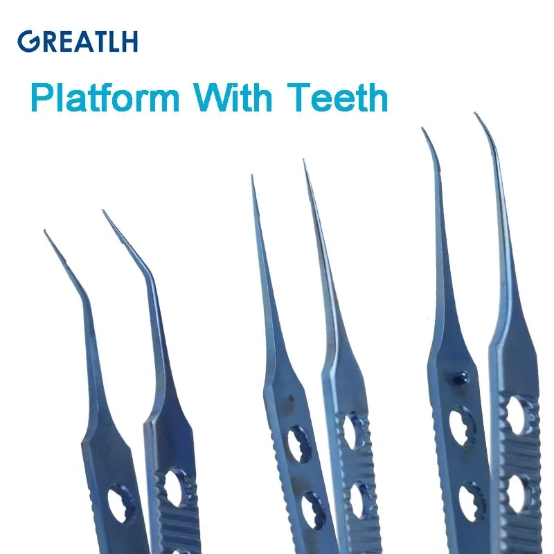 Ophthalmic Platform Forceps with/Without Teeth Micro Tweezers Titanium Alloy Ophthalmic Instrument