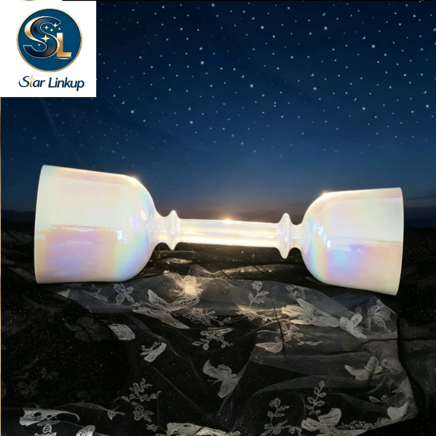 STAR LINKUP 7-8inch Colorful Clear Cosmic Light Double Headed Crystal Singing Bowl Sound Bath Yoga Meditation With Mallet