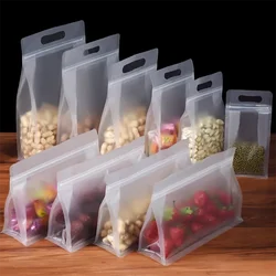 50pcs Resealable Transparent Plastic Side Gusset Zipper Bag for Food Sugar Tea Disposable Vegetables Freezer Packaging Bag