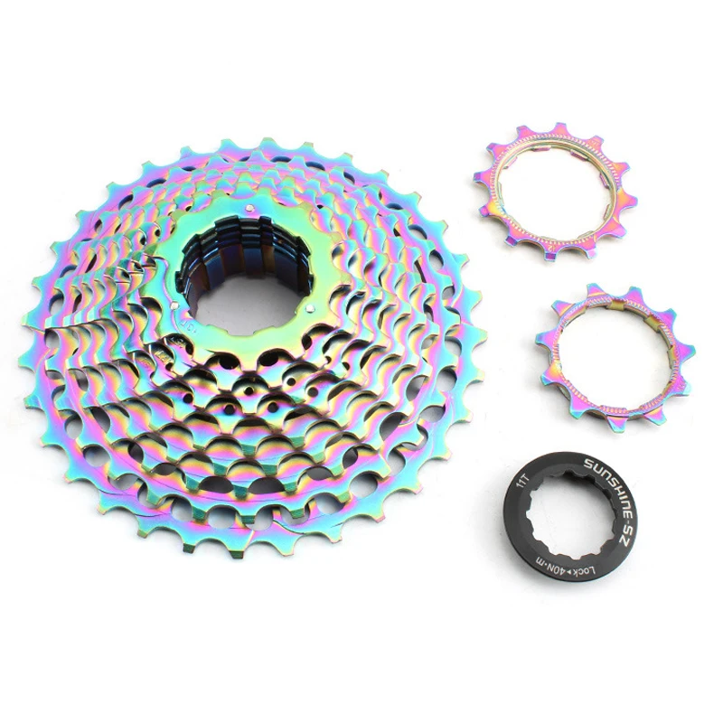 SUNSHINE Road Bike 11 Speed Cassette 28/32/34/36T Bicycle Freewheel Silver Rainbow Flywheel for SHIMANO SRAM Cycling Parts