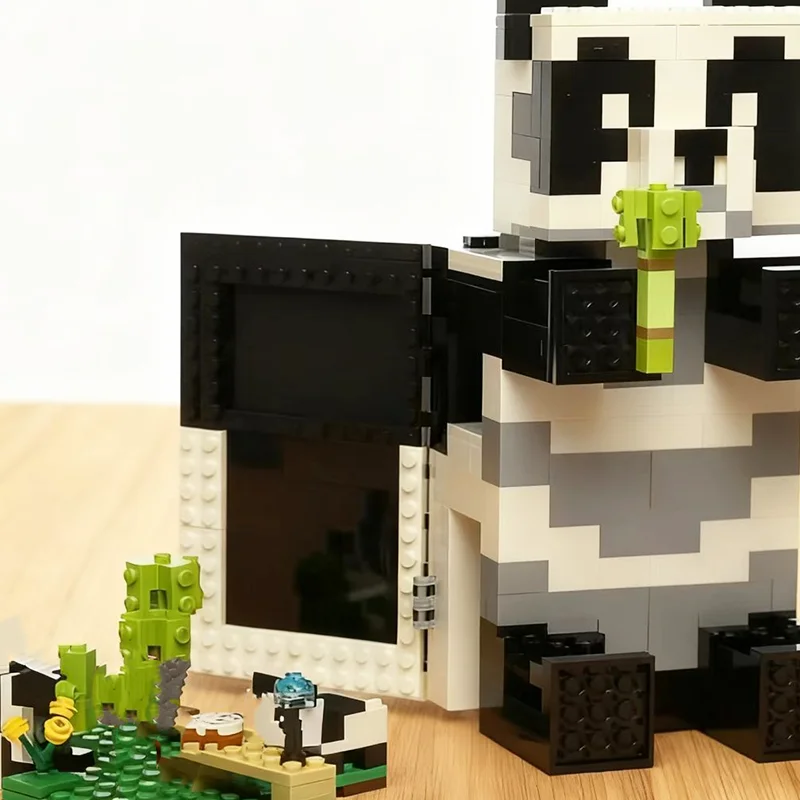 Marcas compatíveis conjuntos de tijolos meu pixel world jogo série blocos de construção panda casa moc brinquedos crianças presente