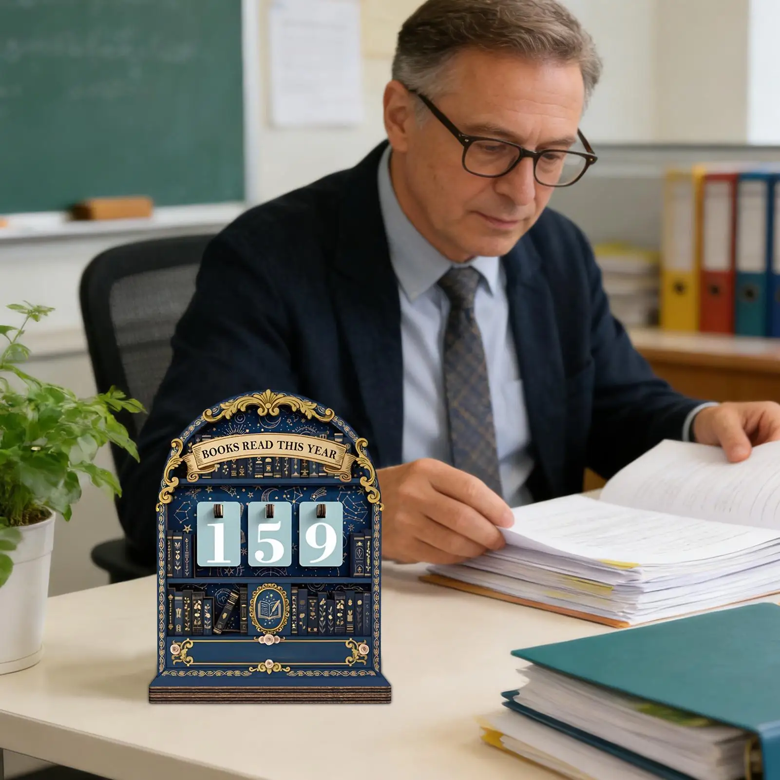 Book Tracker Sign Wooden Bookshelf Decoration Books Read Tracker for Library Nook Study Corner Home Workplace Living Room