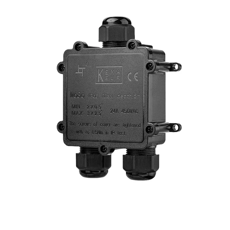 1pc IP68 Outdoor Waterproof Junction Box M686 Y-Type 3-Way Waterproof Box 24A 450VAC Cable Diameter 4-8mm 8-12mm 10-14mmm