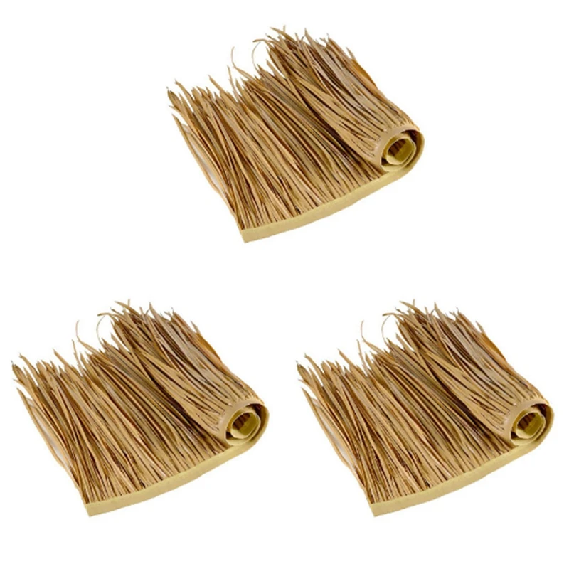 

3X DIY Straw Roof Rug Decor Grass Mat Palm Thatch Roll Deck Decor Decorative Straw Roof Panels Shutters