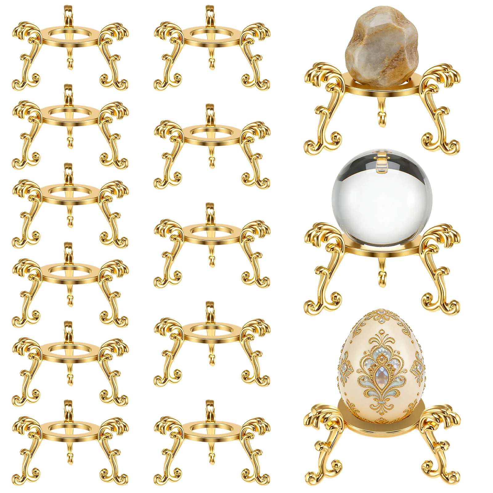 14 Pcs Metal Crystal Ball Base Miniature Display Stand Sphere Stone Support Desktop Ornament Photography Props Decoration Crafts