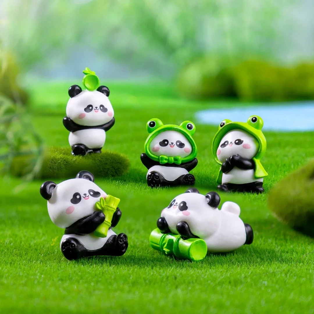 6 قطعة راتينج لطيف الباندا الصغيرة تمثال Kawaii اكسسوارات ديكورات منزلية مكتب حديقة ديكور المنزل الحيوان الحلي الاطفال لعبة الهدايا #2
