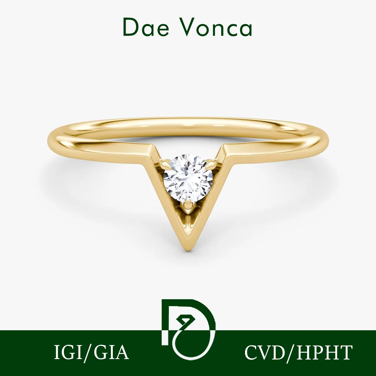 

Обручальное кольцо-пасьянс V-образной формы для женщин, настоящее обручальное кольцо из желтого золота 9K/14K/18K в стиле минимализма с выращенным в лаборатории бриллиантом