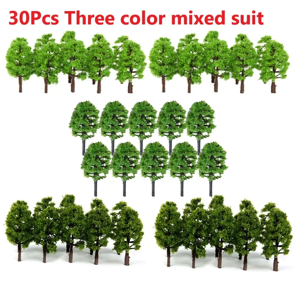 30pcs 3.5cm Train Railroad Model Tree Mixed Micro Landscape Decor Scale Architectural Model Train Layout Tree Building DIY Decor