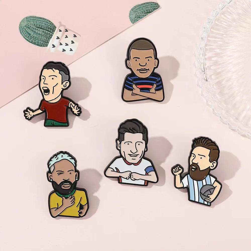 Cartoon Football Player Messi Accessories Pin Handsome Star Brooch Men\'s Backpack Pin Fan Friend Collection Badge Jewelry Gift