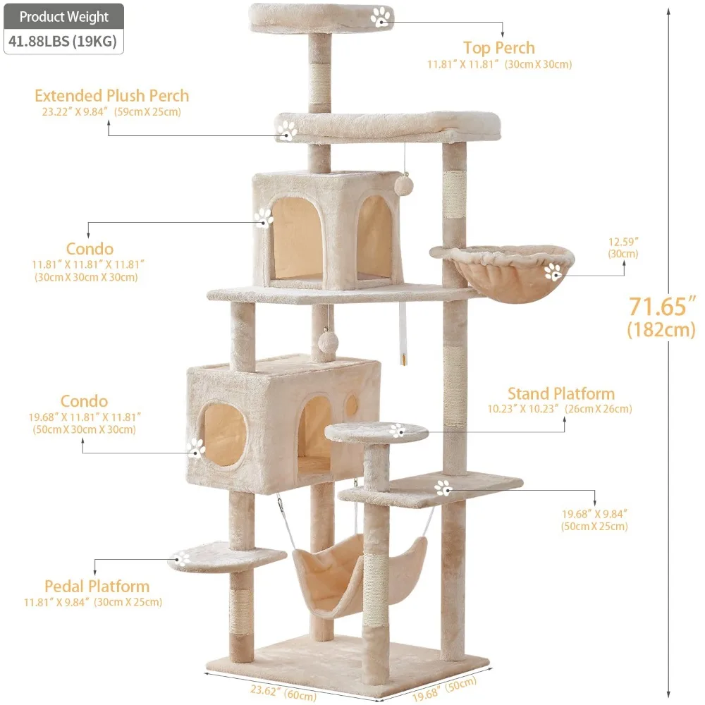 Imagem -05 - Indoor Multi-level Cat Tree Cat Tower Cat Condo Móveis Arranhando Posts 716 Polegadas Novo 2023