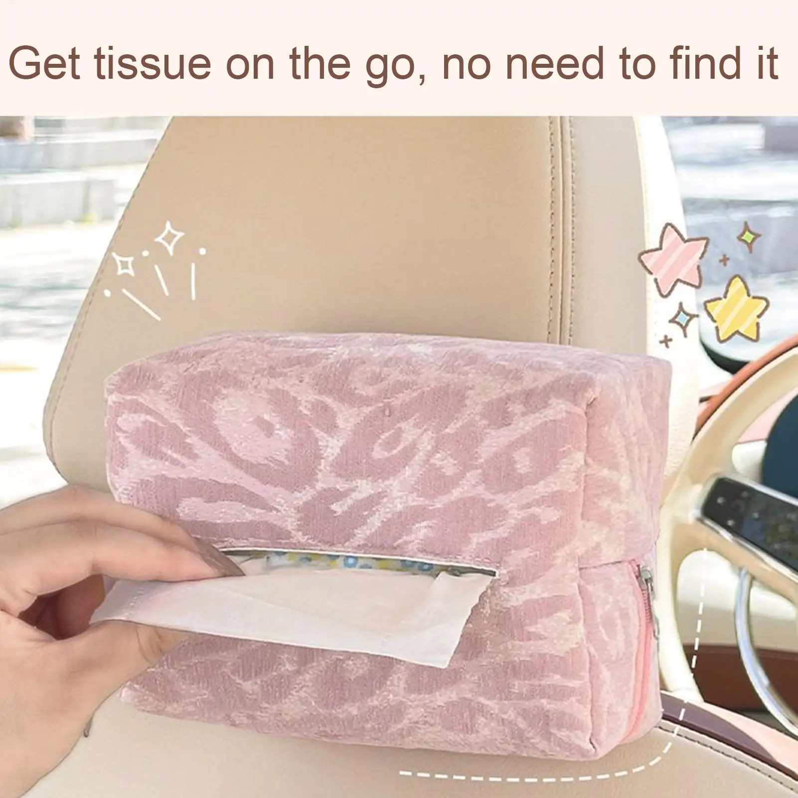 Universal Leopard Print Car Tissue Box Zippered Holder for Headrest or Dashboard Multifunctional Auto Organizer for All Vehicles