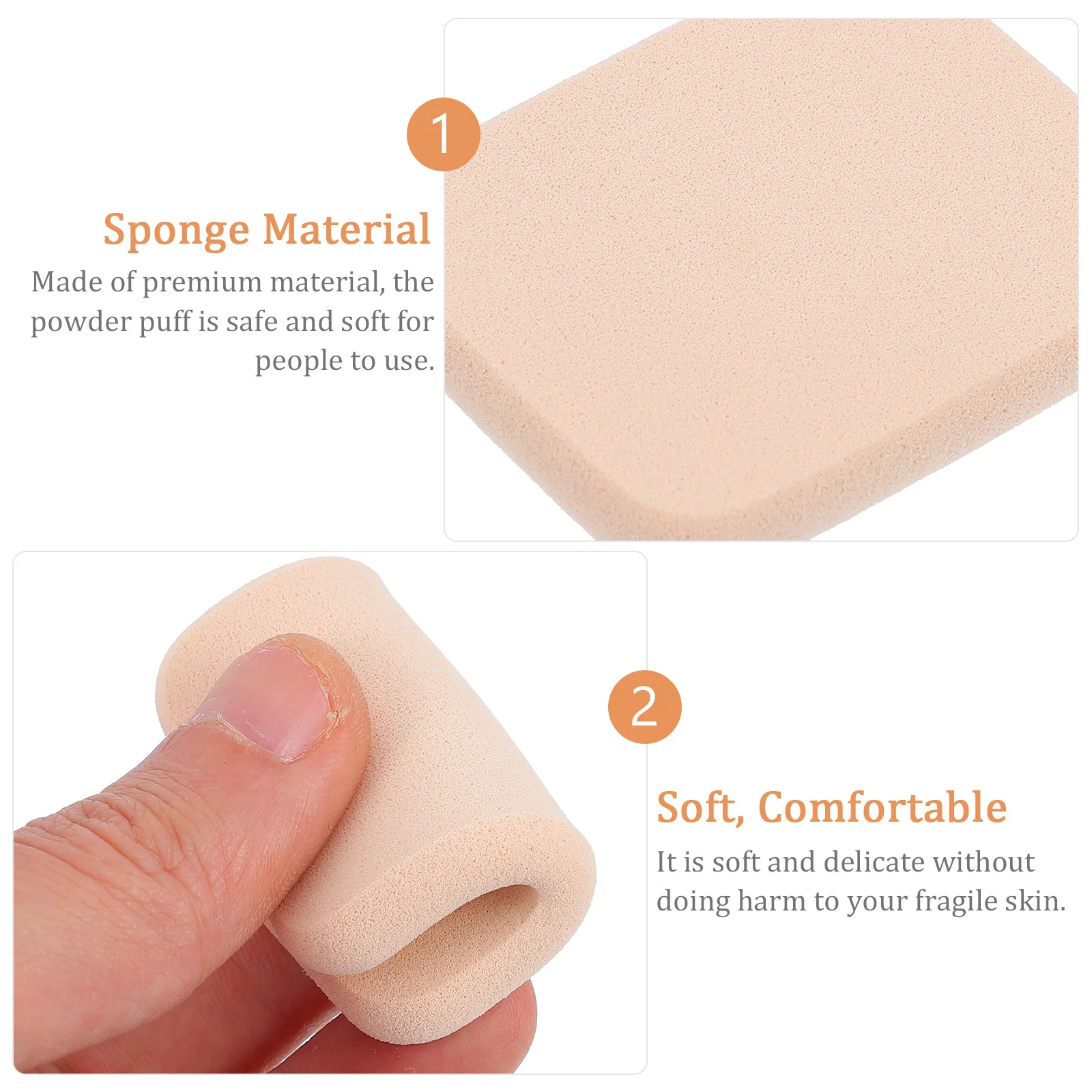 2-teiliger Make-up-Schwamm mit Puderquaste-Box, sanftes Hautpflege-Werkzeug für nahtlose Foundation-Concealer-Anwendung, ideal für Reisen nach Hause