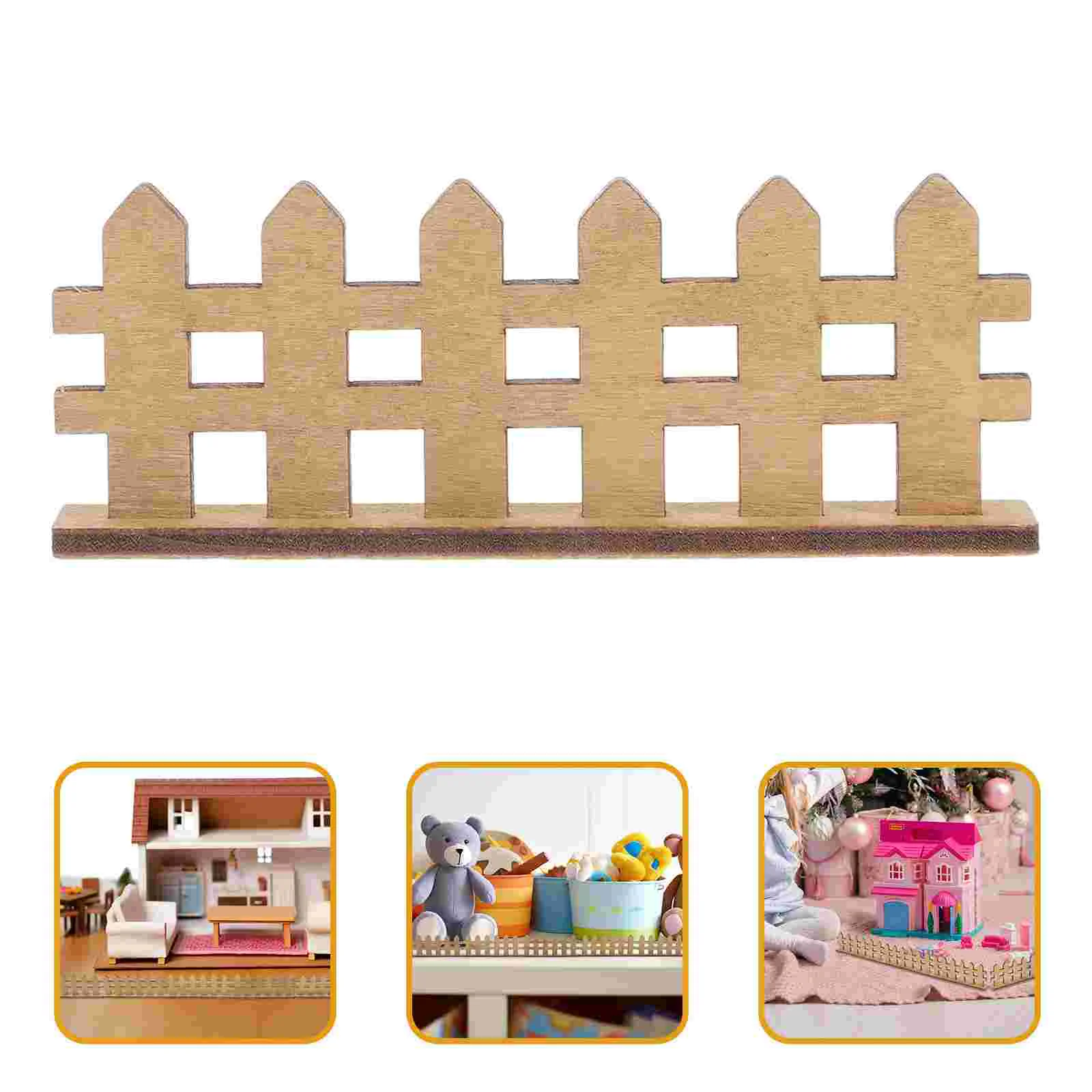 10 Pcs Dollhouse Fence Fences for Outdoor Garden Trellis Border Wooden Gardens Decoration Miniature Animal Toys Fencing