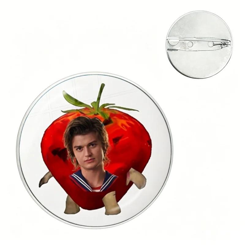 American Actor J-Joe Keery Pin Funny Glass Dome Brooches Shirt Lapel Bag Badge Cartoon Pins For Lover Girl Friends