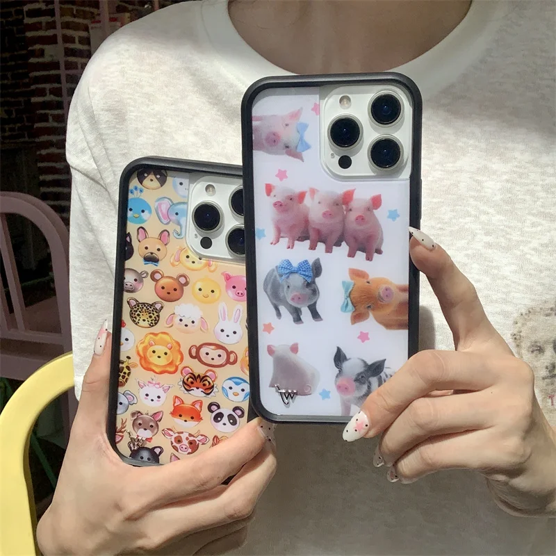 Funda de teléfono Wildflower 3D Little Piggy Animal Kingdom Zoro para iPhone 12 13 14 15 16 17 Pro Max Plus wf pet pig cubierta anticaída ﻿ ﻿
