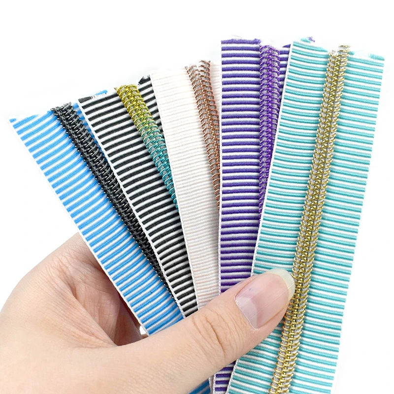 1/2/5/10Meters 5# Nylon Tapes Zippers Sewing Bag Continuous Roll Coil Zip By The Meter Striped Decoration Zipper Haberdashery