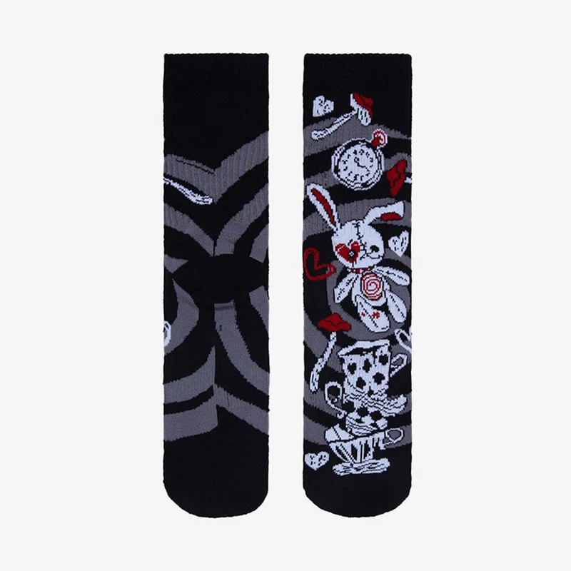 Calcetines elásticos de algodón para hombre y mujer, medias largas de estilo Harajuku, Retro, gótico, Calavera, Tigre, rosa, corazón, esqueleto, muñeca, novedad