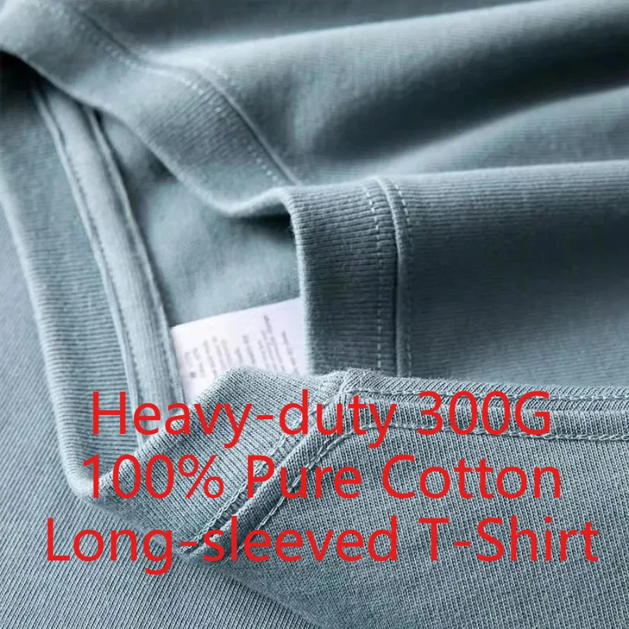 

Heavy-duty 300G Cotton Long-sleeved T-Shirt Autumn Men Women O-Neck Oversize T Shirts Unisex Loose Bottoming Couple Shirt L-4XL