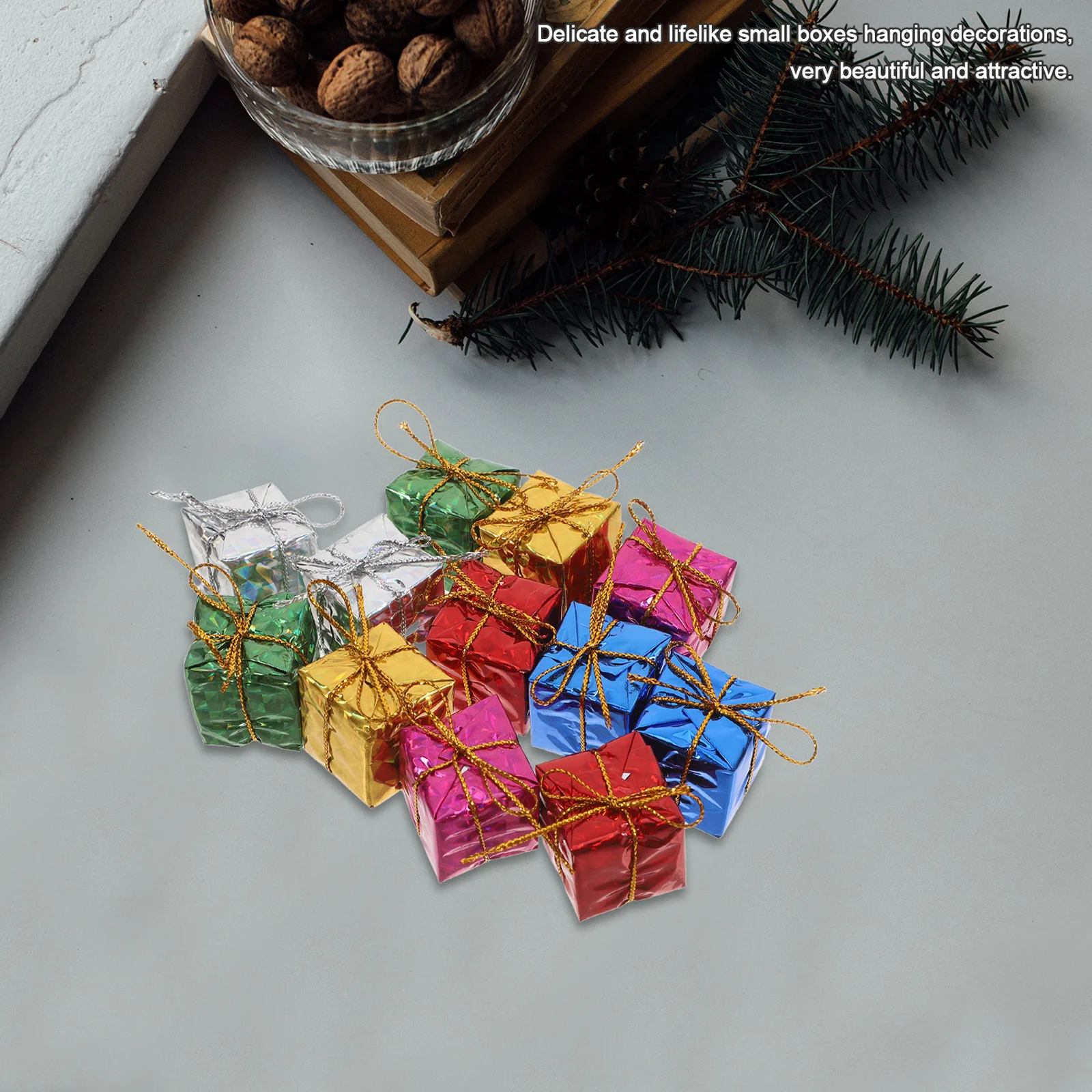 

24pcs Small Gift Boxes Hanging Decorations 2.5Cm Bubble Christmas Tree Ornaments Colorful Craft Decor For Home Party