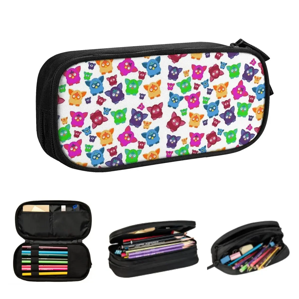 Furby 2000's Decades Design Pattern Pencil Cases Large Storage Pen Bags Pen Box Pencil Pouch For Stationery School Office