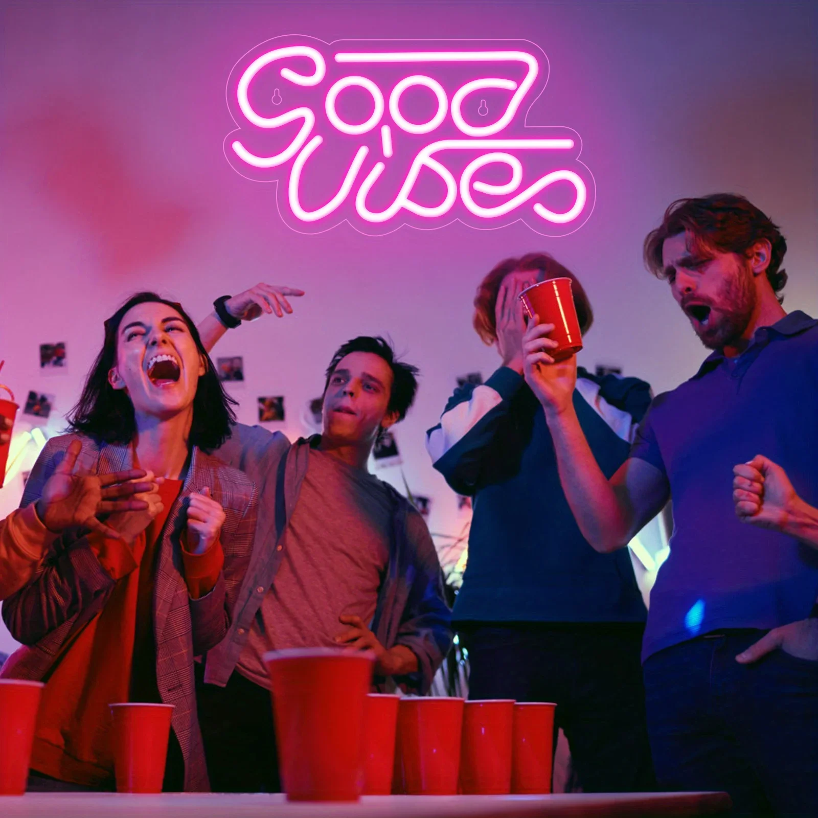 

good vibes LED Neon Wall Art - Radiant Decor for Bedroom, Parties, Bars & Weddings - USB-Powered & Effortlessly Glamorous neons