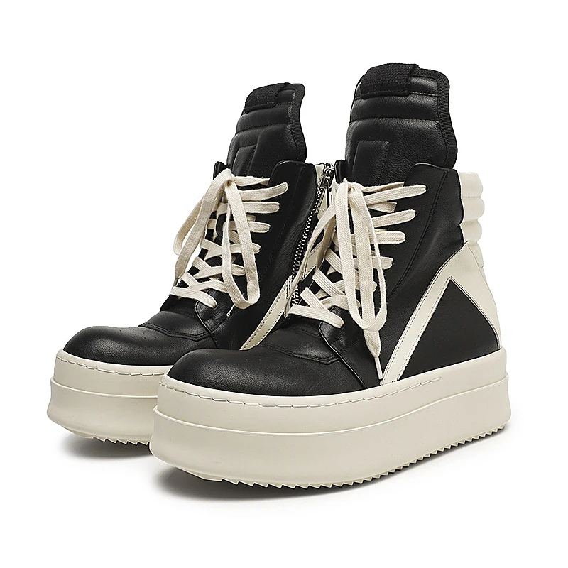 

2025 Unique design High top Womens Sneakers genuine leather Large size 42 Double layere Platform Fashion skateboard Shoes botas